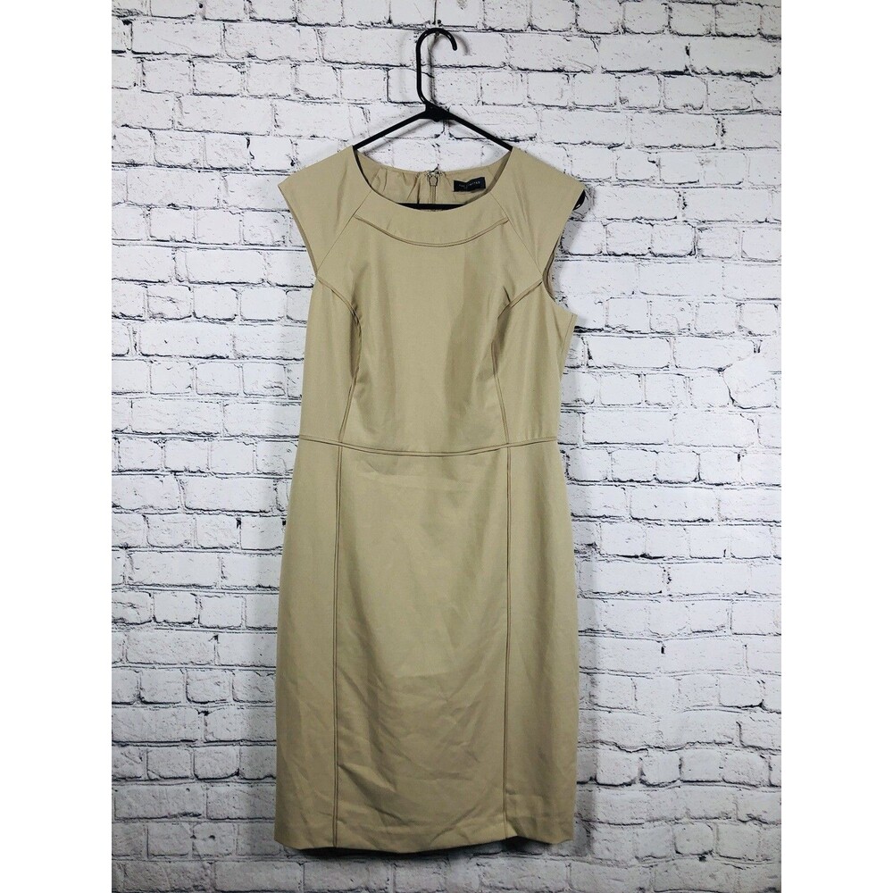 The Limited Women Sheath Dress Cap Sleeve Scoop Neck Tan Beige Size 8